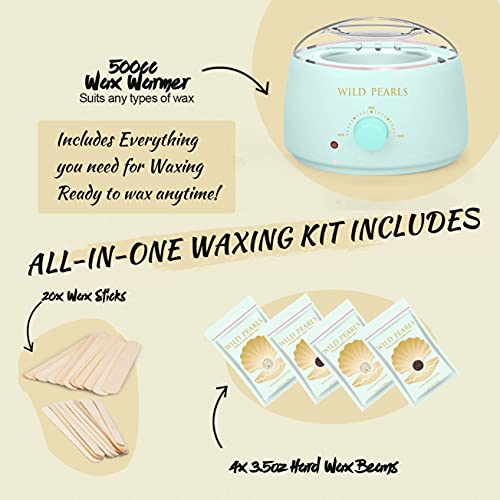 Waxing Kit Wax Warmer , Wild Pearls Waxing Kit for Women Men Hard Wax Kit with 25 Wax Accessories for Full Body Brazilian Bikini Armpit Hair Removal | The Storepaperoomates Retail Market - Fast Affordable Shopping