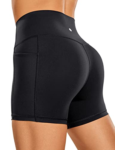 CRZ YOGA Women’s Naked Feeling Biker Shorts – 4 Inches High Waisted Workout Yoga Gym Running Spandex Shorts Side Pockets Black Medium | The Storepaperoomates Retail Market - Fast Affordable Shopping