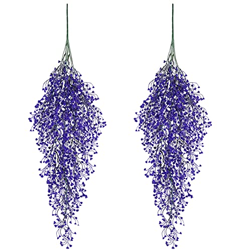 Omldggr 2 Pieces Artificial Hanging Vine Purple Fake Ivy Flower Hanging Willow Vine for Home Garden Office Wedding Decor (82cm) | The Storepaperoomates Retail Market - Fast Affordable Shopping