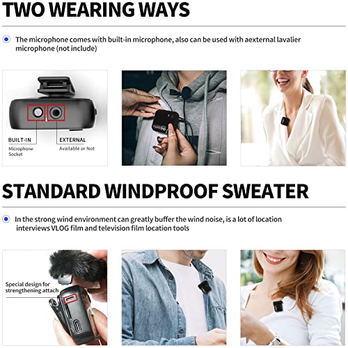 LENSGO 348C 2.4Ghz Wireless Lavalier Microphone 32GB TF Card Slot Compact Lav Mic 1 Transmitter and 1 Receiver Wireless Lapel Microphone for iPhone Smartphone Camera Vlog YouTube Interview Streaming B | The Storepaperoomates Retail Market - Fast Affordable Shopping