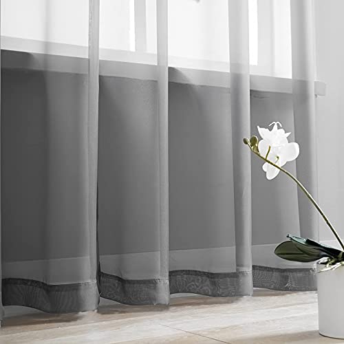 Luvyohmee Grey Sheer Curtains 84 Inch Length 2 Panels Set Light Filtering Window Drapes Grey Curtains for Living Room Bedroom 52 x 84, Rod Pocket | The Storepaperoomates Retail Market - Fast Affordable Shopping