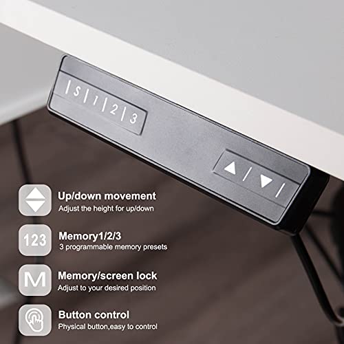 Polar Aurora Electric Height Adjustable Standing Desk Sit Stand Computer Desk Workstation w/Drawer & Hook for Home Office (55, White) | The Storepaperoomates Retail Market - Fast Affordable Shopping