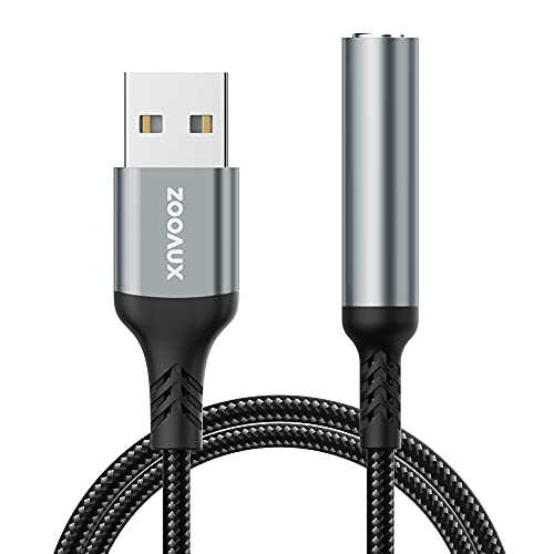 ZOOAUX USB to 3.5mm Jack Audio Adapter,External Sound Card USB-A to Audio Jack Adapter with Aux Stereo Converter Compatible with Headset,PC Windows,Laptop Mac,Desktops,Linux,PS4 PS5 and More (Grey) | The Storepaperoomates Retail Market - Fast Affordable Shopping