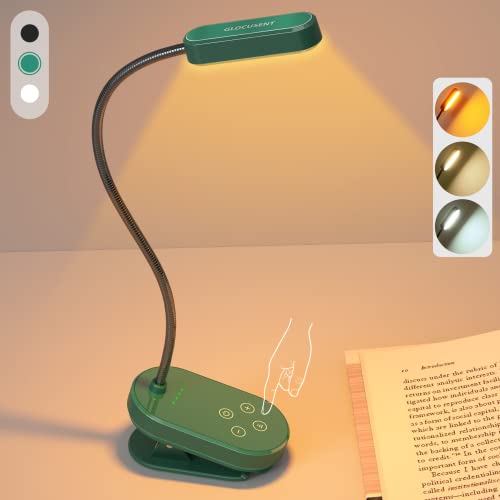 Glocusent 16 LED Mini Book Light for Reading in Bed, Clip On Reading Light, Rechargeable & Long Lasting for 80+Hrs, 3 Colors & 5 Brightness Levels, Perfect Reader Gifts or Book Lovers, Kids & Travel