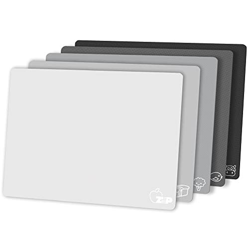 ZVP Flexible Plastic Cutting Board Set of 5 Gradient Color, Colorful Chopping Boards, BPA Free Mats, Non-Slip, Dishwasher Safe, 15×12 Inch, Gray Neutral Colors