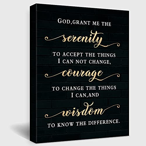 Black and white gold art Inspirational Quote God,grant me the serenity Canvas Wall Art,Christian Gifts,family Living Room Bedroom Office Decor,11.5″x15″