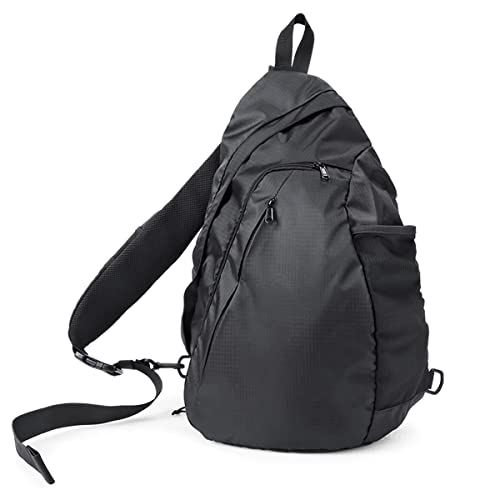 PACEARM Sling Backpack Large Sling Bag for Men Women, Travel Crossbody Bags Outdoor Hiking Daypack (Black)