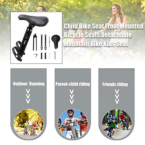 TWSOUL Foldable Kids Bike Seat for Mountain Bikes, Detachable Front-Mounted Kids Bike Seat with Guardrail Handrail and Pedal Compatible with All Adult MTB (Black) | The Storepaperoomates Retail Market - Fast Affordable Shopping
