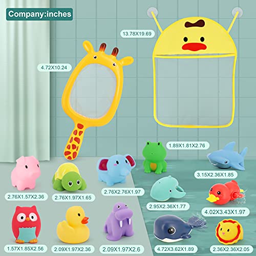 KIMSTONE 13 Pieces Baby Bath Toys with 1 pcs Bath Toy Storage & Organizer Bag for Tub Fishing Game and Pool Toys for Toddlers 1-3 | The Storepaperoomates Retail Market - Fast Affordable Shopping
