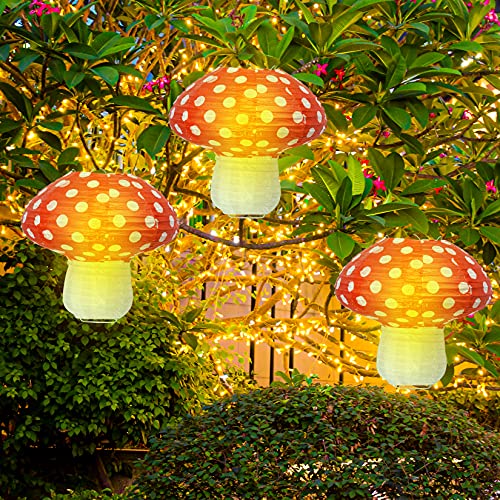 3pcs Mushroom Shaped Paper Lanterns 3D Foldable Hanging Lanterns Halloween Ornament Backdrop for Jungle Wonderland Theme Birthday Wedding Party Fairy Baby Shower Garden Decor (Red, 7.9 inch) | The Storepaperoomates Retail Market - Fast Affordable Shopping