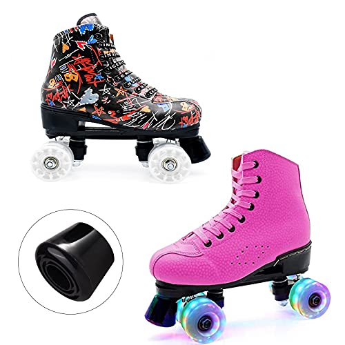 Lshield 8 Pack Roller Skate Wheels,Light Up Roller Skate Wheels with Bearings Installed T-Wrench Roller Skate Toe Stops for Double Row Skating and Skateboard 32mm x 58mm | The Storepaperoomates Retail Market - Fast Affordable Shopping
