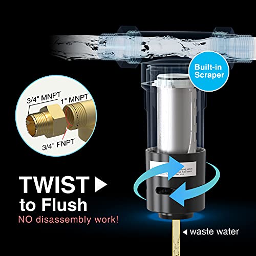 Frizzlife JB400 Spin-Down Sediment Filter, Whole House Pre-Filtration System, 40-Micron, Reusable, Built-in Scraper, Twist to Flush,1″ MNPT + 3/4″ FNPT + 3/4″ MNPT, BPA Free | The Storepaperoomates Retail Market - Fast Affordable Shopping