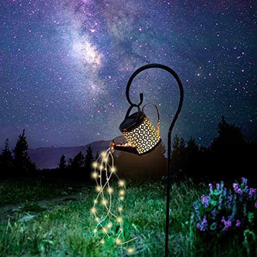 BQOQB Watering can with Garden Decor Lights-Retro Waterproof Copper Solar Twinkle Lights for Outdoor,Pathway,Yard,Deck,Lawn,Patio,Walkway Party Decorations, Gifts for Mom
