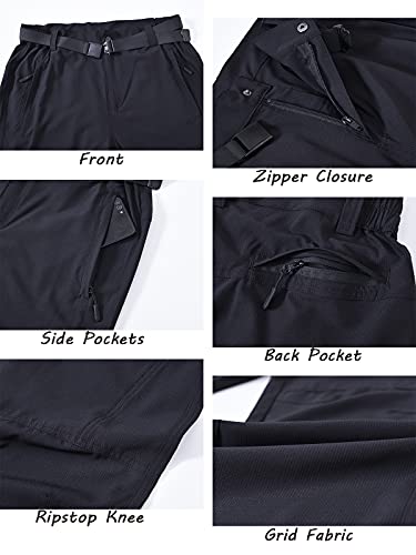 Men’s Water Resistant Cargo Hiking Pants Lightweight Quick Dry Ripstop Stretch Grid Fabric Work Tactical Pants with Belt Black 36×30 | The Storepaperoomates Retail Market - Fast Affordable Shopping