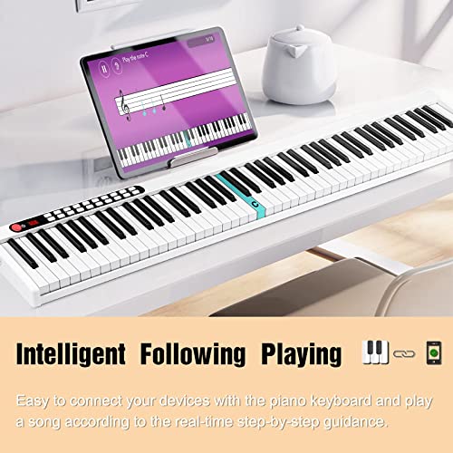 88 Key Piano Keyboard, Portable Full Size Electric Keyboard Piano Digital with Touch Responsive Keys, Sustain Pedal, Power Adapter and Padded Bag, White, by Vangoa | The Storepaperoomates Retail Market - Fast Affordable Shopping
