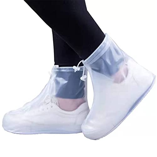 Rain Snow Boot Waterproof Shoes Cover Reusable Women Men PVC Rubber Sole Overshoes Protectors for Cleaning Camping Travel (XXL, White)