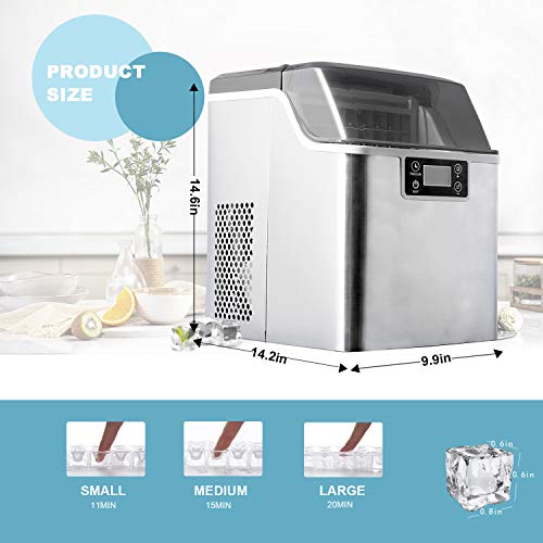 WATOOR Countertop Ice Cube Maker Ice Machine, 45Lbs/24H, 24 pcs Square Clear Solid Ice Cube in 15 Mins, Stainless Steel Ice Cube Maker with Ice Scoop, Perfect for Home/Kitchen/Office/Bar | The Storepaperoomates Retail Market - Fast Affordable Shopping