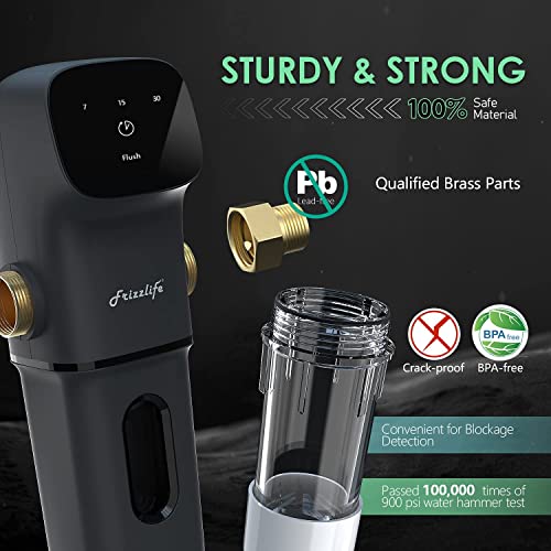 Frizzlife JX800 Spin Down Sediment Water Filter, Auto-Flushing with Touch Screen, Whole House Pre-Filtration System for City/Well Water, 40-Micron, Heavy-Duty, 1″ MNPT + 3/4″ FNPT + 3/4″ MNPT, | The Storepaperoomates Retail Market - Fast Affordable Shopping