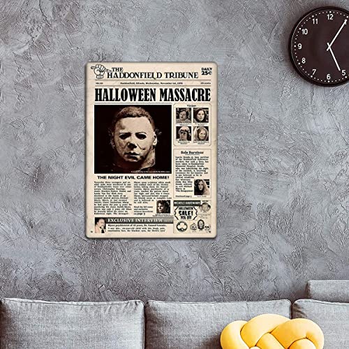 Retro Vintage Metal Sign The Haddonfield Tribune Halloween Massacre Reproduction Metal Tin Sign Wall Decor for Cafe Bar Pub Home 8″ X 12″ | The Storepaperoomates Retail Market - Fast Affordable Shopping