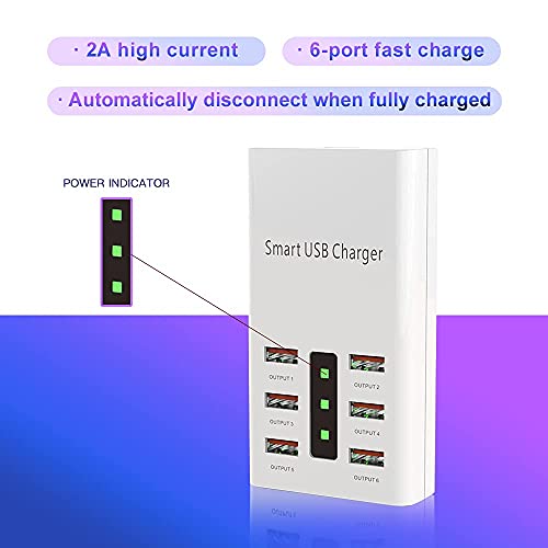Multiple Smart USB Charger,30W/6A 6Port Wall Charging Station,Fast Charger Multi Port Hub for Phone,Tablet and More (Included Power Board Fixator | The Storepaperoomates Retail Market - Fast Affordable Shopping