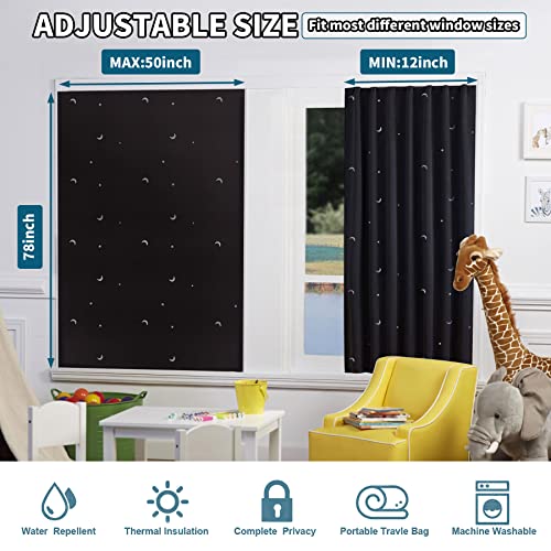 2-Pack Portable Travel Blackout Curtain, 100% Polyester Adjustable Temporary Blackout Shades with Suction Cups Nursery Room Windows, Baby/Kids Travel Use, 50″ x 78″ , Moon & Stars Pattern | The Storepaperoomates Retail Market - Fast Affordable Shopping