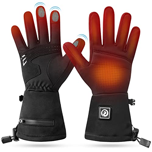 Upgraded Heated Glove Liners for Men Women, Rechargeable Electric Battery Heated Gloves Windproof Winter Glove Liners Thin Gloves Hand Warmer for Ski Snowboarding Hunting（M/L）