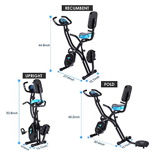 Teopeokl Folding Exercise Bike with APP Connection, Indoor Cycling Bike 125 kg Capacity X-Bike, with 10-level Adjustable Resistance Foldable Exercise Bike, Pulse Measurement, Twister Plate, Save Space | The Storepaperoomates Retail Market - Fast Affordable Shopping