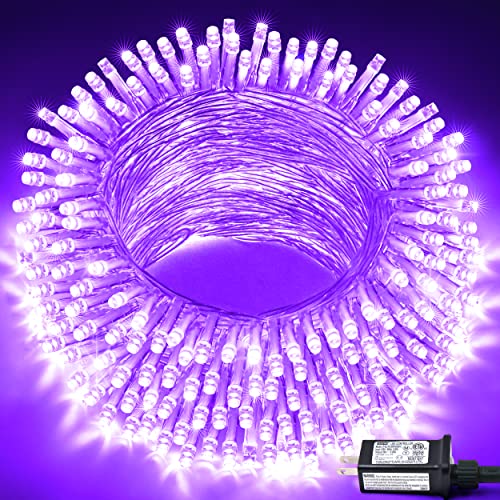 JMEXSUSS 100 LED Purple Christmas Lights, 8 Modes Purple String Lights Indoor, 33ft Christmas String Lights Outdoor Waterproof for Christmas Decorations, Halloween, Fireplace, Party, Tree, Garden