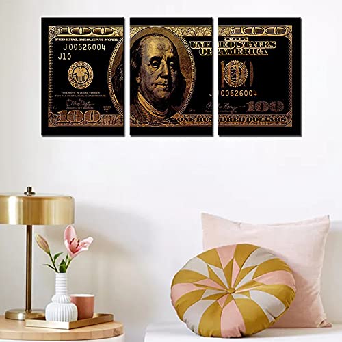 Tucocoo Gold 3 Pieces Inspirational Canvas Wall Art,Dollar Decoration for Office and Home Decor, Canvas Art Home Decor Wooden Framed Ready to Hang Posters and Prints – 42”X20” | The Storepaperoomates Retail Market - Fast Affordable Shopping