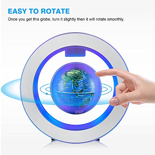 Spolehli Magnetic Levitation Globe, 4 Inch Levitation Floating Globe with LED Lights, World Map Globe with Round Shape Base, Good Gifts for Students Men Fathers Teachers Birthday Gift Present (Blue) | The Storepaperoomates Retail Market - Fast Affordable Shopping