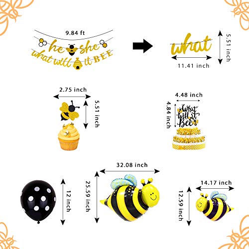Gender Reveal Party Supplies Kit, Bee Theme Party Decorations with What Will It Bee Cake Topper, Bee Cupcake Toppers, Photo Booth Props for Bumble Honey Bee Themed Baby Shower Party | The Storepaperoomates Retail Market - Fast Affordable Shopping