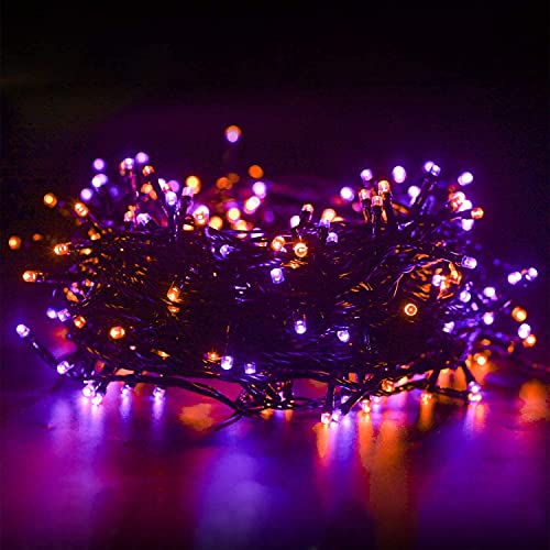 Funpeny 240 LED Halloween Christmas String Lights, 78 FT Waterproof Black Wire Fairy Lights Plug in, 8 Lighting Modes for Halloween Indoor Outdoor Garden Party Decorations (Orange and Purple) | The Storepaperoomates Retail Market - Fast Affordable Shopping