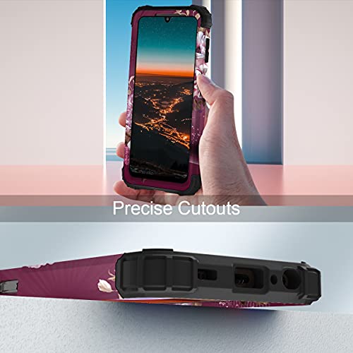 Sterker for Galaxy A32 5G Case, Heavy Duty Shockproof Soft Silicone Rubber Bumper+Hard Plastic Hybrid Protective Case for Samsung Galaxy A32 5G 2021/Galaxy A12 2020 (6.5″) – Pink Purple Flowers | The Storepaperoomates Retail Market - Fast Affordable Shopping