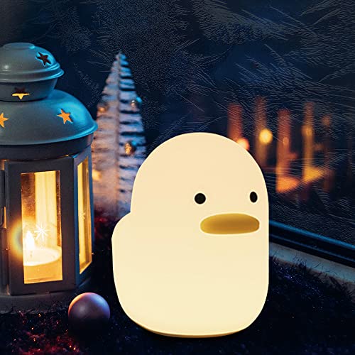 Yesinaly Duck Night Light Duck Lamp Cute Animal Silicone Nursery Rechargeable Table Bedside Lamp Timer Setting with Touch Sensor for Bedroom Women Breastfeeding Kid Home Decoration