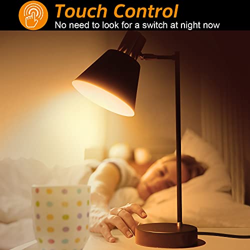 Touch Control Industrial Desk Reading Lamp with 2 USB Charging Ports,3-Way Dimmable Touch Bedside Lamp Flexible Head Reading Lamp for Bedroom Living Room Nightstand Side End Table(LED Blub Included) | The Storepaperoomates Retail Market - Fast Affordable Shopping