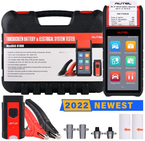 Autel Battery Tester MaxiBAS BT608(E) with Advanced Adaptive Conductive Technology, 2022 Upgraded of BT508 / BT506, All System Diagnostic, Cold Cranking & Charging Analyzer, Built-in Printer