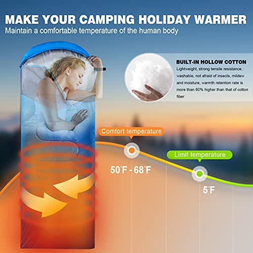 Waterproof Sleeping Bag for Adults Girls Boys Teens Kids, Backpacking Outdoor Lightweight Portable, 3-4 Seasons Warm & Cold Weather Indoor Camping Hiking Traveling Mountaineering, Strap with Buckle | The Storepaperoomates Retail Market - Fast Affordable Shopping