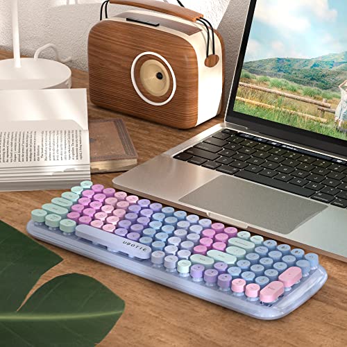 UBOTIE Colorful Bluetooth 100Keys Keyboards, Wireless Compact Rainbow Gradual Colors Retro Typewriter Flexible Keyboard for Tablet, Cellphones, PC | The Storepaperoomates Retail Market - Fast Affordable Shopping