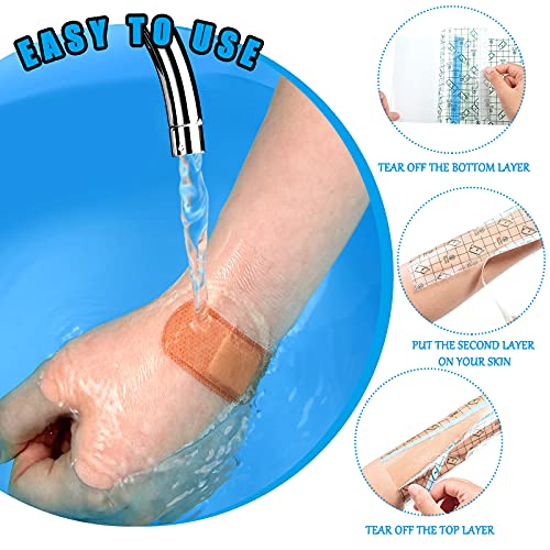36 Sheets Adhesive Waterproof Bandage Cover Transparent Stretch Bandage Film Dressing Clear Shower Protector Film Large Disposable Stretch Bandage Cover (6 x 10 Inches) | The Storepaperoomates Retail Market - Fast Affordable Shopping