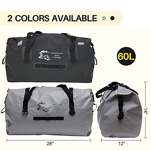MOUNTAIN AND FISHING 60L Extra Large Waterproof Duffle Bag Travel Bag With Removable Shoulder Strap Heavy Duty Bag Roll Up Durable Outdoor Travel Bag for Kayaking, Boating, Camping (Gray) | The Storepaperoomates Retail Market - Fast Affordable Shopping