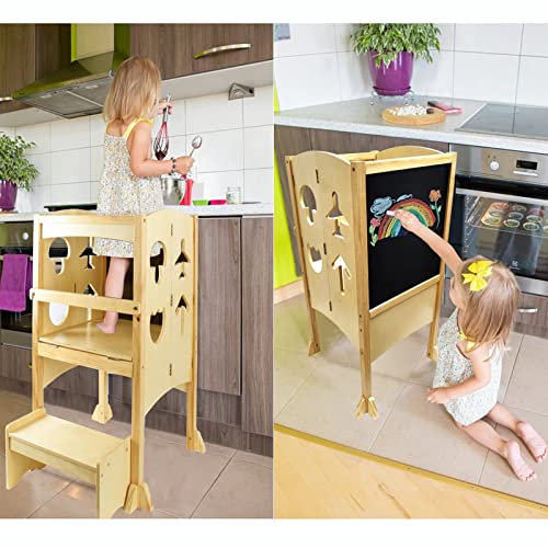 Leipal Foldable Kitchen Step Stool for Kids Toddlers with Drawing Blackboard Folding Toddlers Extra Small Stool Wooden | The Storepaperoomates Retail Market - Fast Affordable Shopping