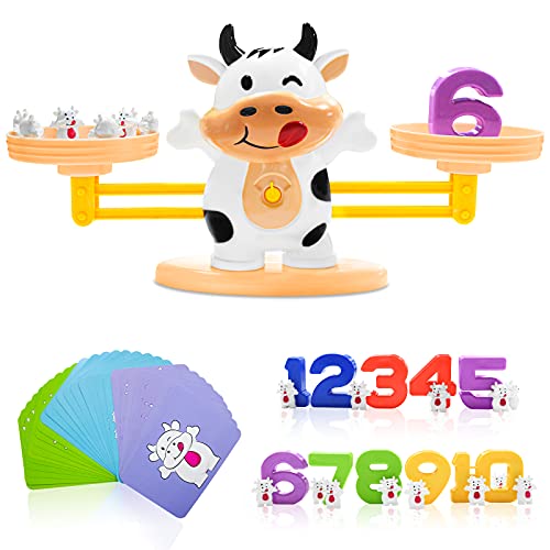 Aerbee Balance Counting Math Toys, Cow Balance Scale Cool Math Educational Toys, Kids Learning Number Counting Games Toys, 64 Piece Set | The Storepaperoomates Retail Market - Fast Affordable Shopping