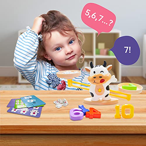 Aerbee Balance Counting Math Toys, Cow Balance Scale Cool Math Educational Toys, Kids Learning Number Counting Games Toys, 64 Piece Set | The Storepaperoomates Retail Market - Fast Affordable Shopping