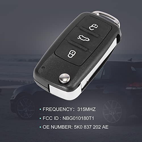 X AUTOHAUX 315MHz NBG010180T Replacement Replacement Keyless Entry Remote Car Key Fob for Volkswagen Golf GTI Tiguan Passat Touareg 2011-2016 5K0837202AK 5K0 837 202 AE- | The Storepaperoomates Retail Market - Fast Affordable Shopping