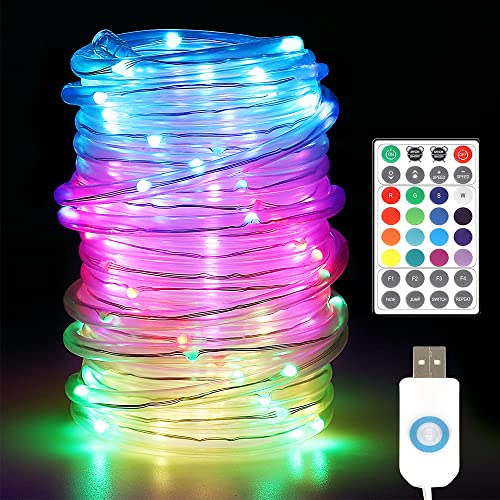 CASAVIDA 50 Feet LED Outdoor String Lights, Fairy Lights Battery Operated with Remote, Twinkle String Lights Tube Lights for Bedroom, Dorm, Patio, Garden, Christmas, Party, 16color