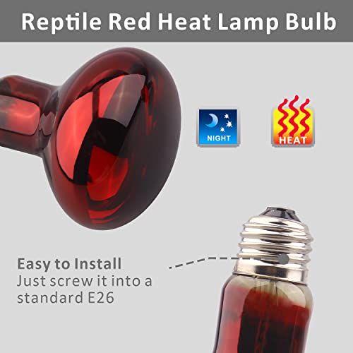 Aiicioo Reptile Red Heat Lamp Bulb – 100W Infrared Basking Spot Light for Breaded Dragon Heat Light Bulb for Gecko Iguana Snake Ball Python Night Time | The Storepaperoomates Retail Market - Fast Affordable Shopping