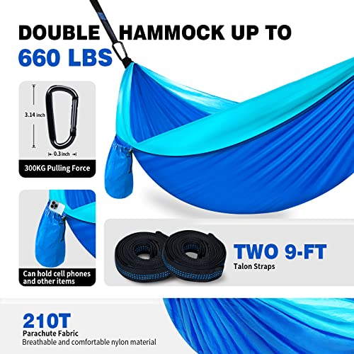 Double Hammock, Camping Hammock with 2 Tree Straps Two Person Hammocks with 210T Nylon Parachute Portable Lightweight Hammock for Backpacking Gear Outdoor Indoor Beach Travel Hiking 118″ x 78″ (Large) | The Storepaperoomates Retail Market - Fast Affordable Shopping
