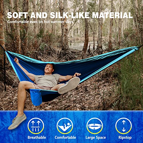 Double Hammock, Camping Hammock with 2 Tree Straps Two Person Hammocks with 210T Nylon Parachute Portable Lightweight Hammock for Backpacking Gear Outdoor Indoor Beach Travel Hiking 118″ x 78″ (Large) | The Storepaperoomates Retail Market - Fast Affordable Shopping