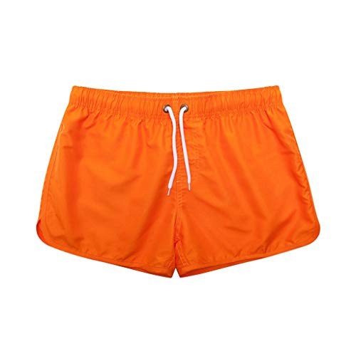 AUOYO Mens Shorts Solid Color Swimming Trousers and Beach Surfing Shorts Summer Casual Slim Fit Short Pants Orange | The Storepaperoomates Retail Market - Fast Affordable Shopping