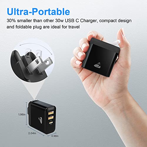 USB Wall Charger Block, Aioneus 30W 3-Port Charging Block with PD 3.0 USB C Power Adapter | The Storepaperoomates Retail Market - Fast Affordable Shopping